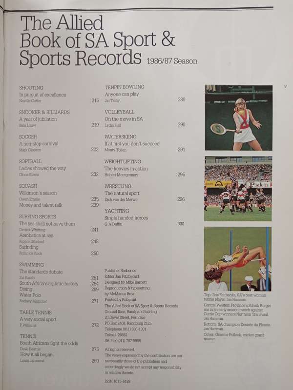 The Allied Book of SA sport & sports records 1986/87
