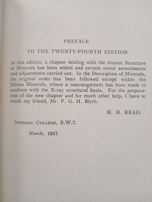 Rutley`s Elements of Mineralogy by HH Read