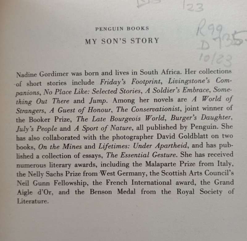 My Son`s Story by Nadine Gordimer