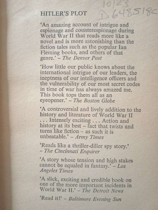 Hitler`s Plot to Kill The Big Three by Laslo Havas