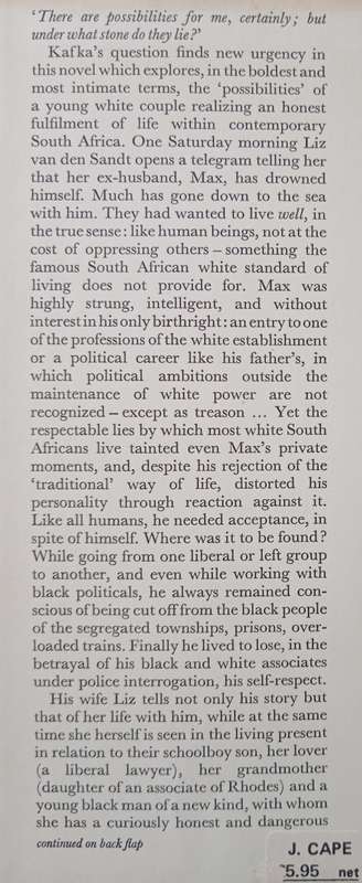 The Late Bourgeois World by Nadine Gordimer