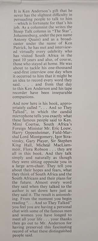And so they talked by Ken Anderson