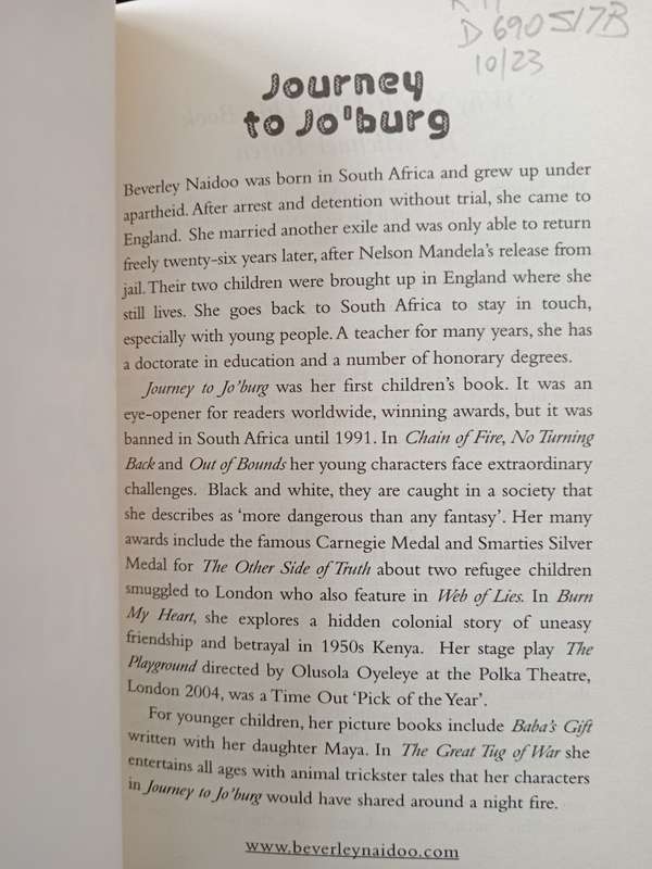 Journey to Jo`burg by Beverley Naidoo