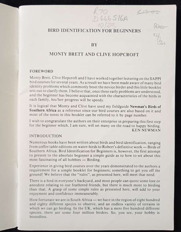 Bird Identification for Beginners by Monty Brett & Clive Hopcroft