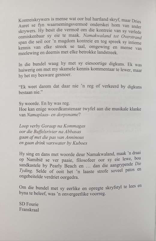 Namakwaland tot Overstrand Gedigte en Sketse by Dries Auret