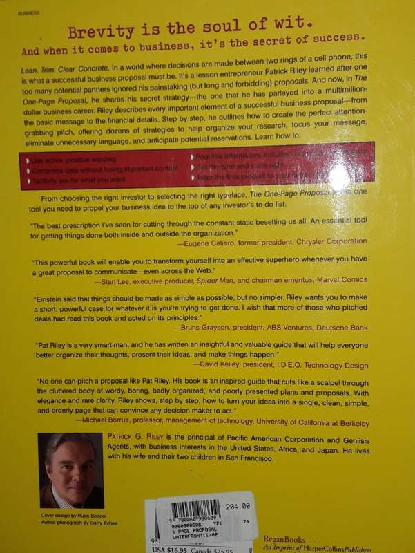 The One-Page Proposal - Patrick G Riley