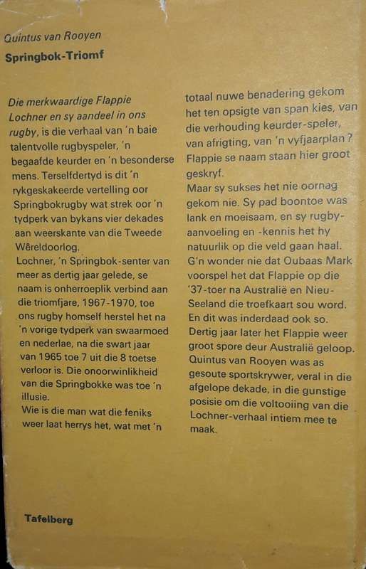Springbok Kaptein - Dawie de Villiers Roelf Theunissen