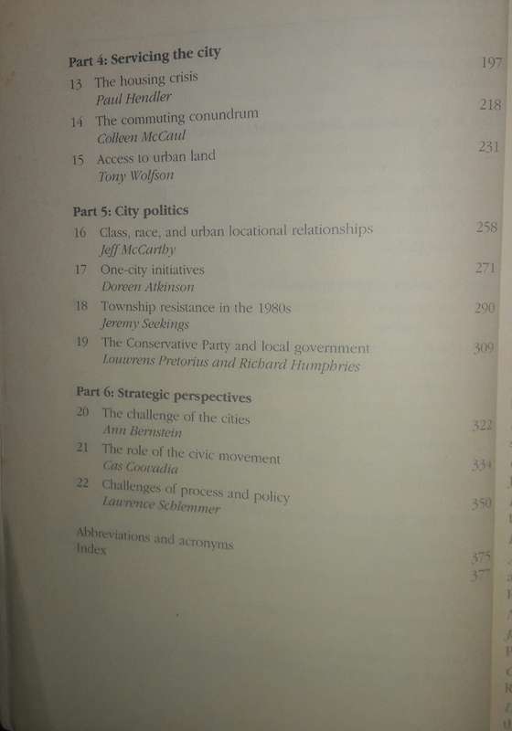 Aparthein City In Transition - E Swilling, R Humphries & K Shabane