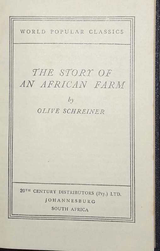 The Story Of An African Farm - Olive Schreiner