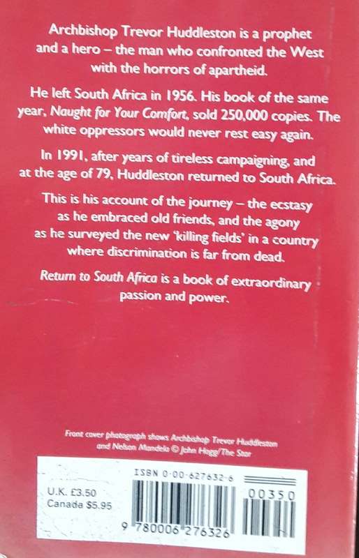Return To South Africa - The Ecstasy And The Agony - Trevor Huddleston