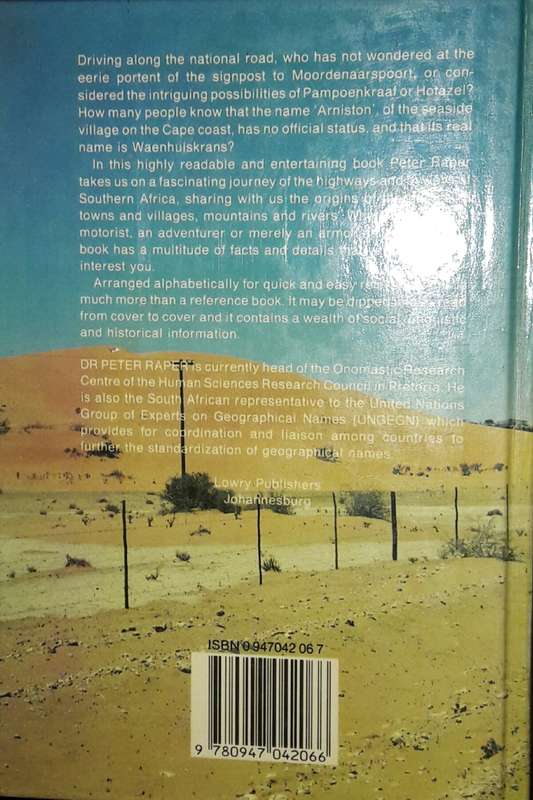 Dictionary Of Southern Africa Place Names - P E Raper