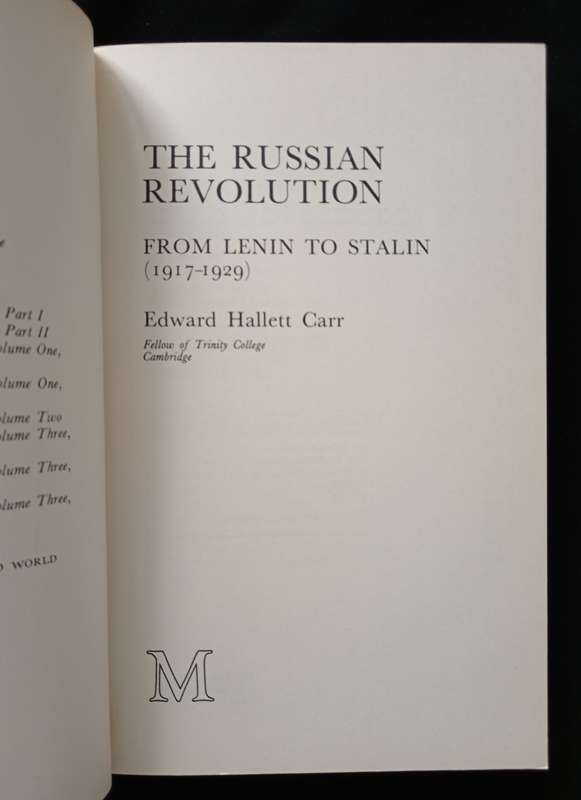 The Russian Revolution from Lenin to Stalin 1917-1929 by Edward Hallett Carr