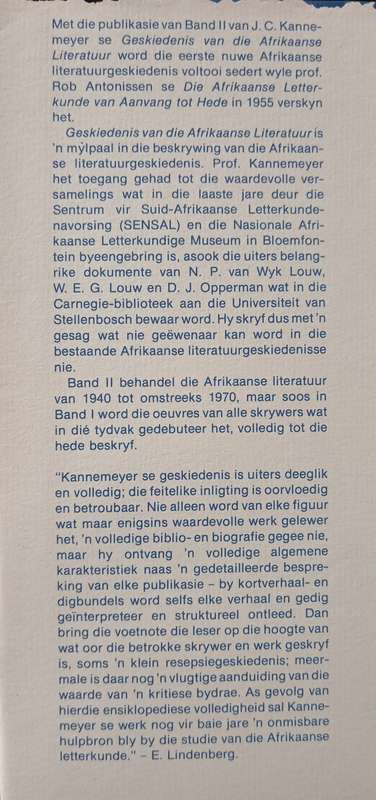Geskiedenis van Die Afrikaanse Literatuur II by JC Kannemeyer