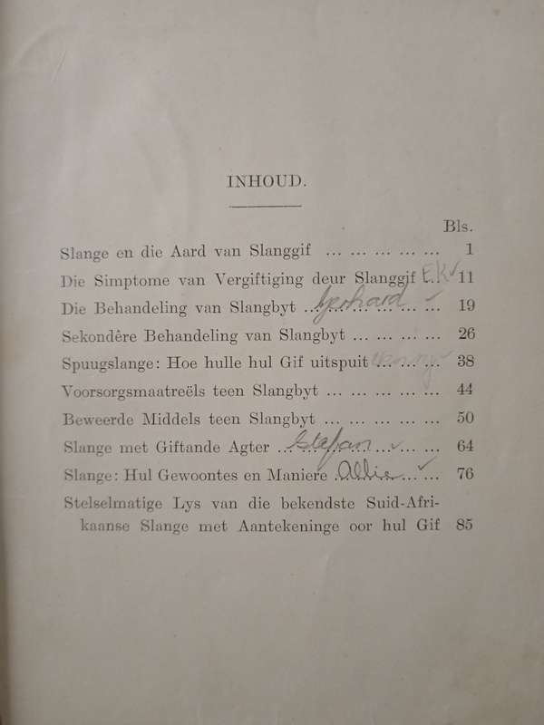 Solange en die behandeling van Slangbyt by FW Fitzsimons
