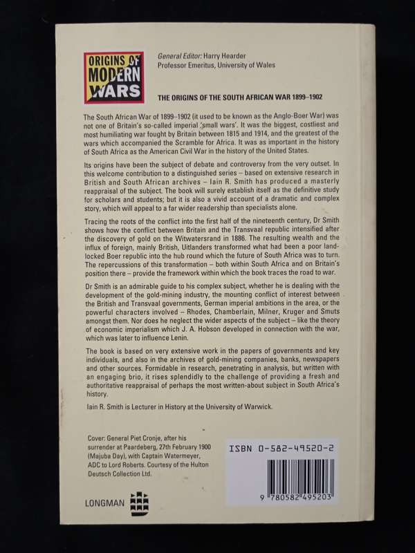 The Origins of The South African War 1899-1902 by Iain R Smith