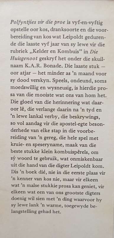 Polfyntjies vir die Proe by C Louis Leipoldt
