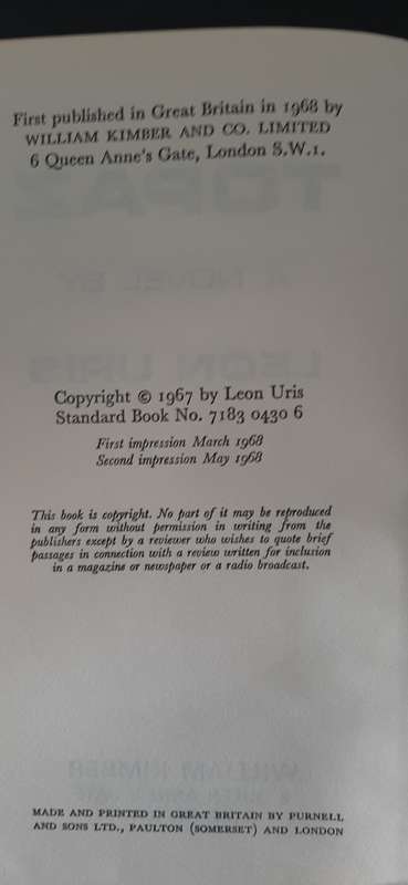Topaz by Leon Uris - First edition