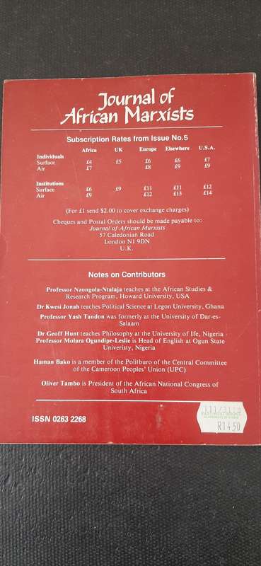 Journal of African Marxists by