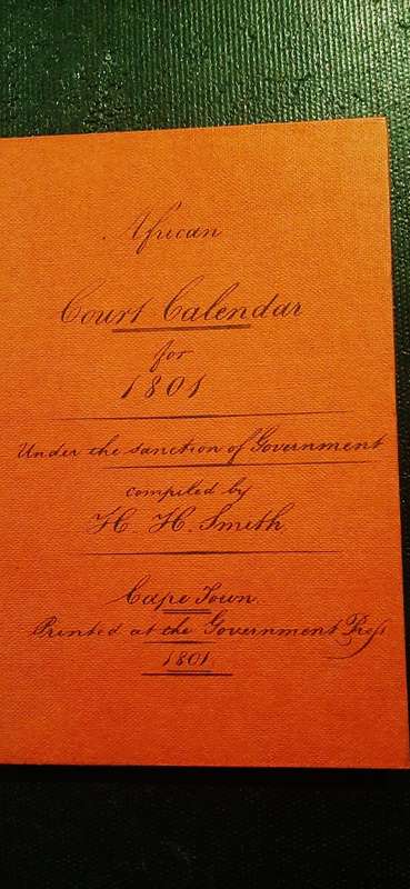 African Court Calendar for 1801 - Compiled by H.H. Smith