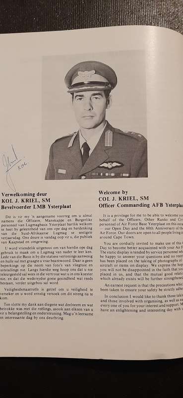SAAF Open Day 2 February 1980 AFB Ysterplaat - Souvenir Brochure (Signed twice by Colonel Kriel)