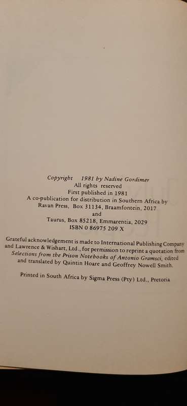 July`s People by Nadine Gordimer (First Edition)