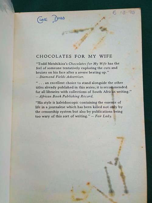 Chocolates for my Wife by Todd Matshikiza