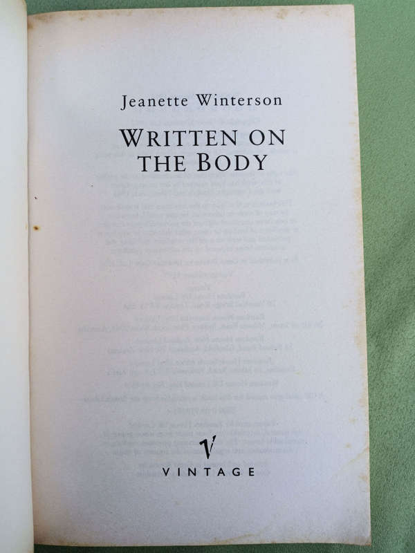 Written on the body by Jeanette Winterson