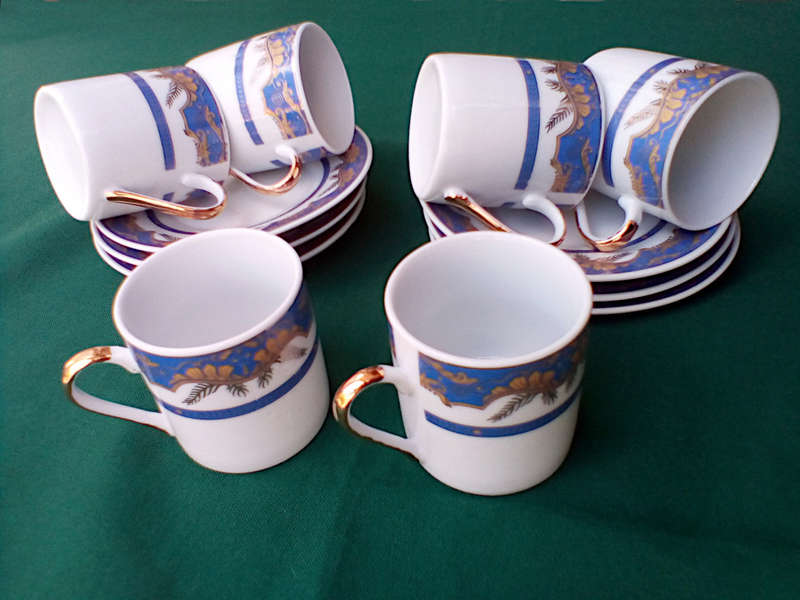 Vintage blue and gold Espresso set