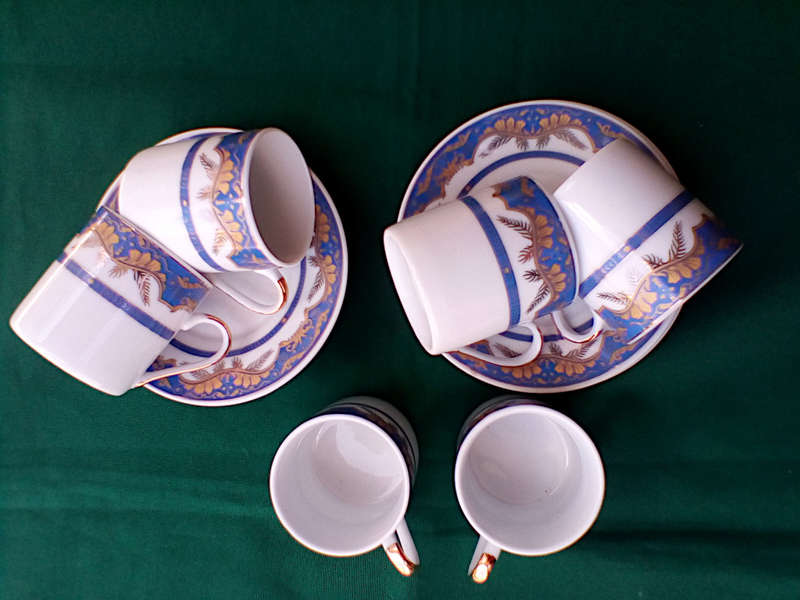 Vintage blue and gold Espresso set