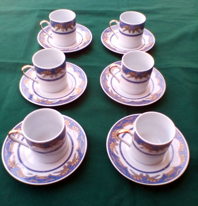 Vintage blue and gold Espresso set