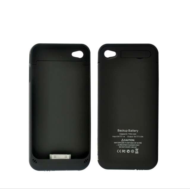 Slim iPhone Battery Case for iPhone 4 / 4S (1500mAh, White) - A129-black