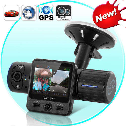 Electromann SA - Dual-Camera Car DVR - HD Rotatable Lens, GPS Logger, G-sensor, Night Vision
