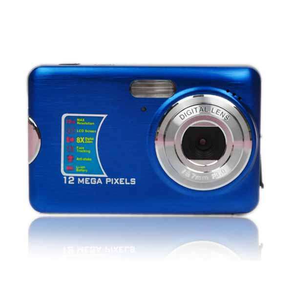 Electromann - Sleek 2.7 Inch LCD 12MP Digital Camera,8X Digital Zoom,Anti-Shake and Smile Capture