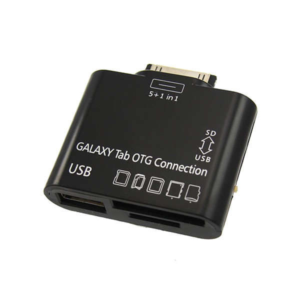 Electromann - 5 IN 1 Card Reader and USB OTG Connection Kit for Samsung Galaxy Tab 7.7, 8.9, 10.1 P7