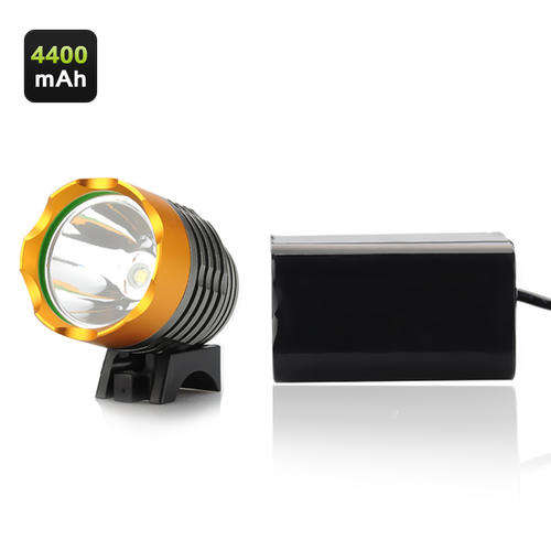 LED Bicycle Headlamp Kit - Cree T6 LEDs, 1200 Lumens (Max), 3x Modes, 4400mAh Battery
