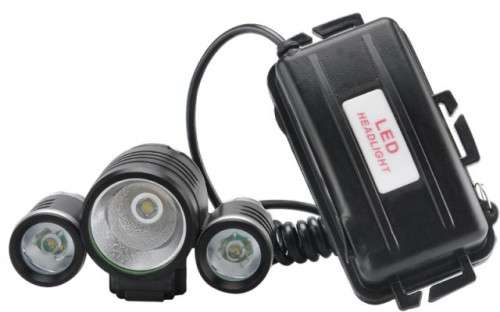 CREE LED Head + Bike Lamp - 1800 Lumens, 1x CREE XM-L T6 LED, 2x R2 LED, 4 Modes, Head Strap, Bicycl