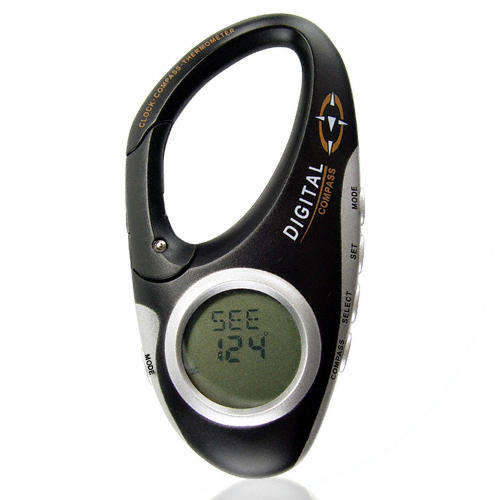 Digital Compass Carabiner with Thermometer and Clock