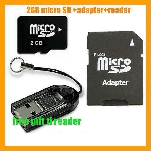2GB MicroSD Micro SD TF Memory Card+Adapter+Reader