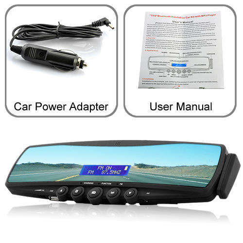 Bluetooth Car Rearview Mirror (MP3 Player, FM Radio, Mini-LCD) - 957 N1