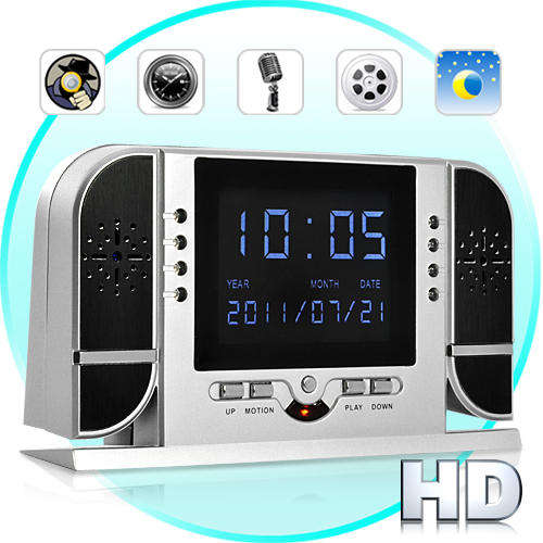 HD Spy Camera Alarm Clock (Motion and Voice Detection, Nightvision, Playback) - I149