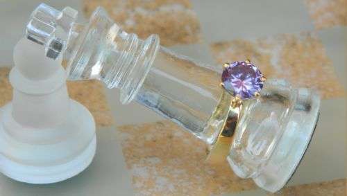 9K yellow gold 3.5ct Amythyst Ring .Size L 1/2 {6 1/2}