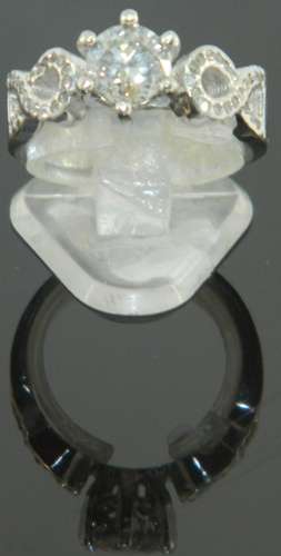 9K white gold ring .Certified 1ct diamond ring .Size M{ 6 1/2}