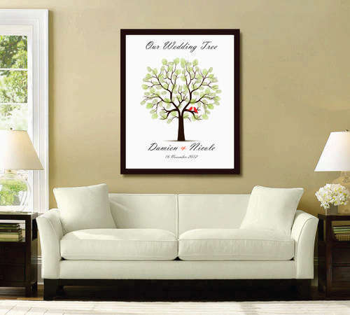 FINGERPRINT TREE WEDDING GUEST BOOK - Guest Signature Print with Ink Pad (40-70 Guests)