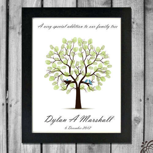 FINGERPRINT TREE BABY SHOWER GUEST BOOK - Guest Signature Print with Ink Pad (40-70 Guests)