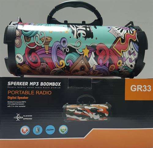 Portable BoomBox Wireless Bluetooth Speaker with FM Radio and Built In Rechargeable Battery