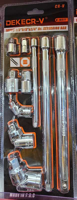 10-Piece Socket Accessory Set, 1/4-inch, 3/8-inch,1/2-inch Drive, Includes Socket Adapters,Extension