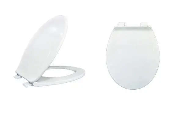 Toilet Seat White With Hinges, Plastic