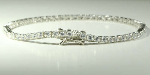 TENNIS BRACELET | 60x 3MM ROUND BRILLIANT CUT SIMULATED DIAMONDS | 925 STERLING SILVER