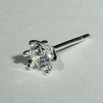 CLASSIC STUD EARRINGS | 5mm ROUND SIMULATED DIAMOND SET IN A 6 CLAW STUD | SOLID 925 STERLING SILVER