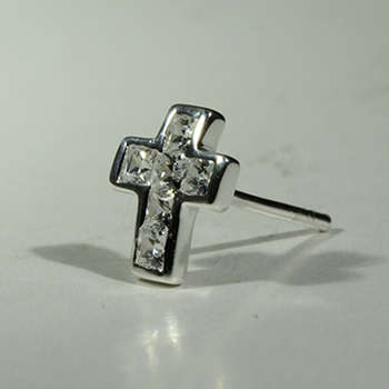 CLASSIC CROSS EARRINGS | 6X SQUARE SIM DIAMONDS | SET IN SOLID 925 SILVER